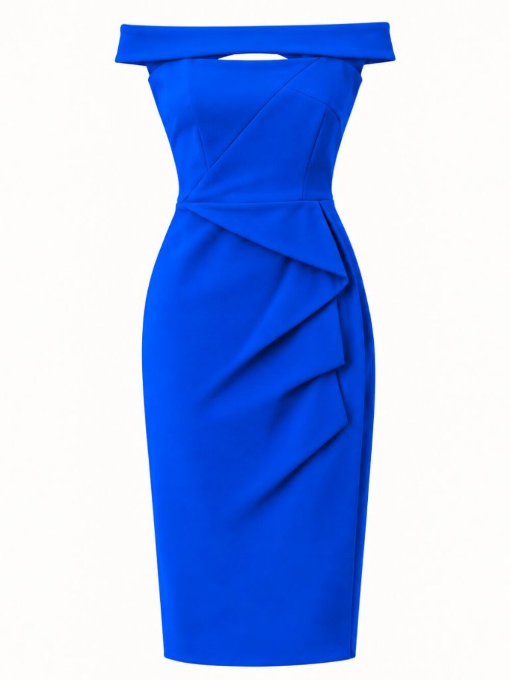 Chiara Boni Cobalt Off Shoulder Cutout Midi Dress 40